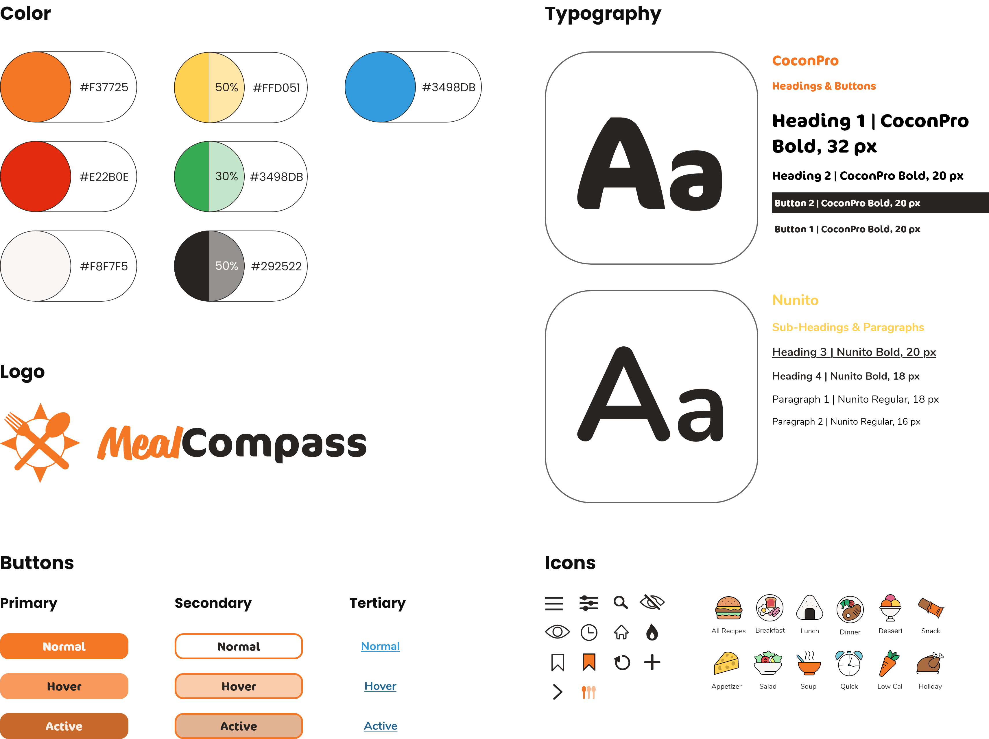 A variety of phone screens of the Meal Compass recipe web app