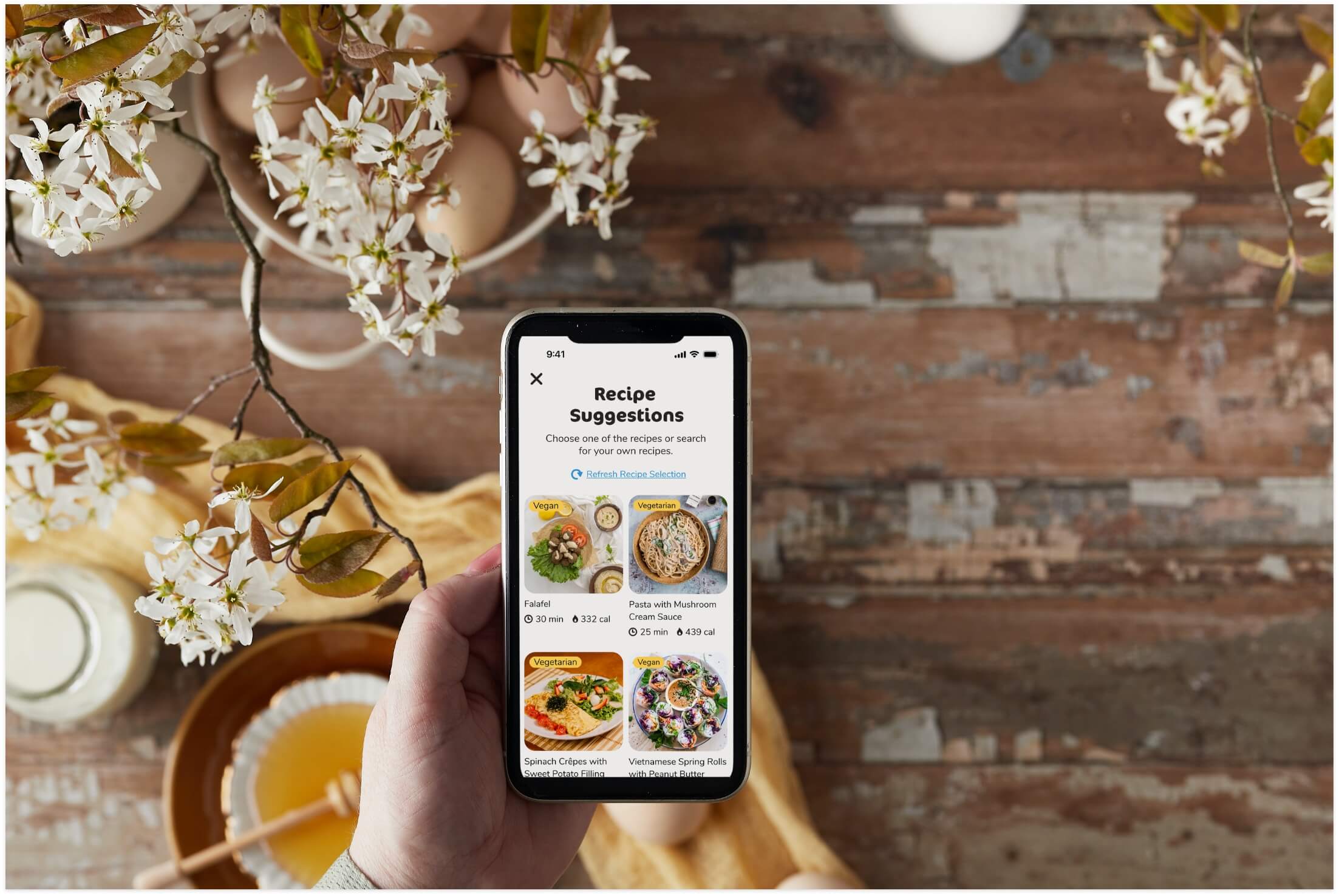 Mockup of the meal compass web app