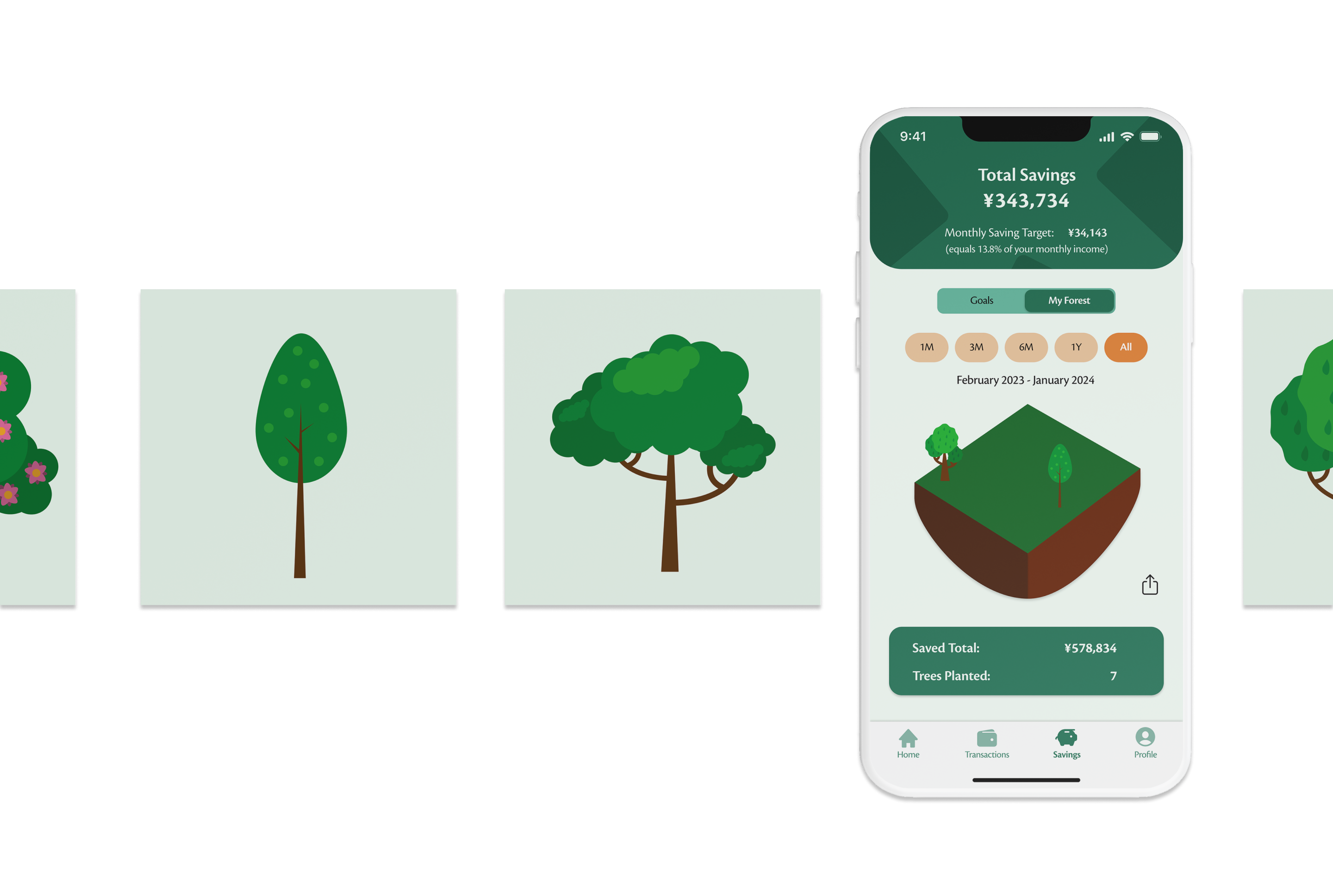 Plantwise mockup with tree cards